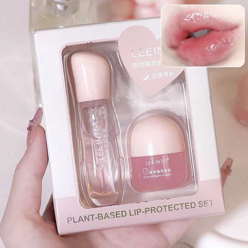 2 pieces/box light lipstick set lipstick moisturizing fade lip line lip care serum primer lipstick cosmetics kit new W250407