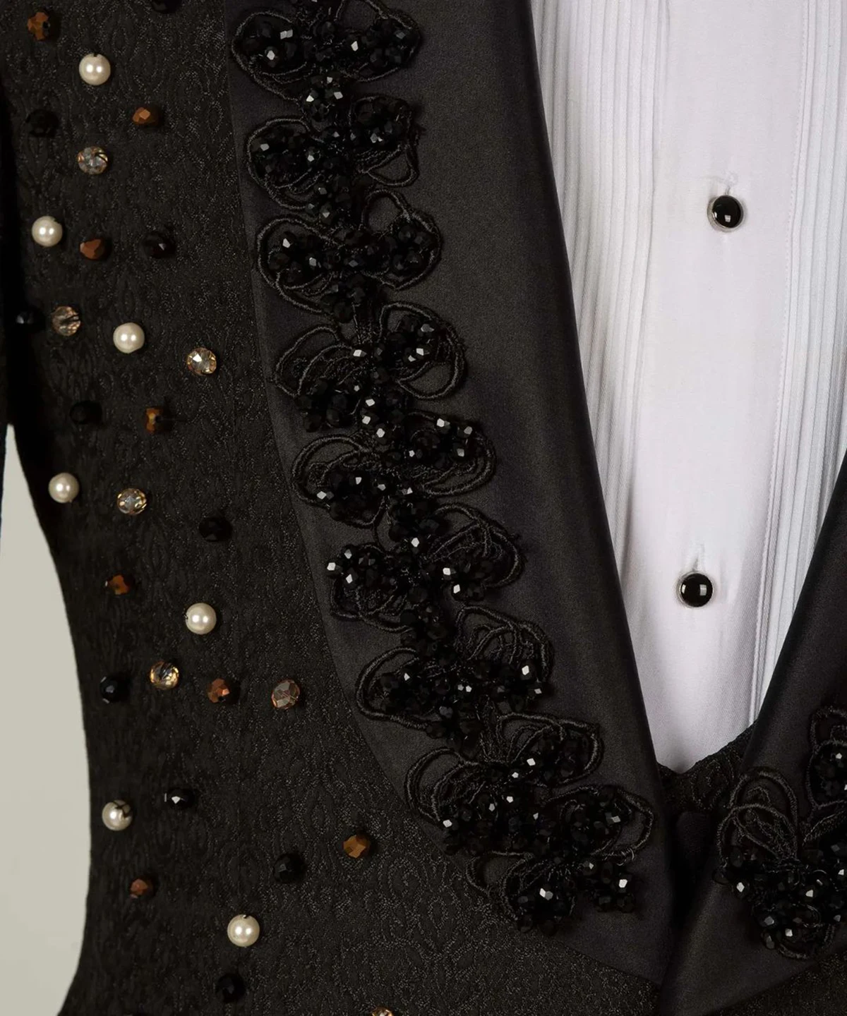 Vintage Men's Wedding Suit Shawl Lapel Rhinestone Applique 3 Pieces Set Tailored Blazers Jacquard Groom Jacket for Wedding Custom Made Coat(Pants