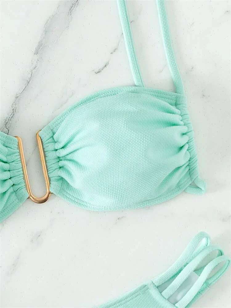 Dongdumaoyi Push Up Bikini Micro Bikinis Set New Womens U Wire Cut Out High Waist Swimsuit Solid Bathing Suit Biquini Swimming Suits