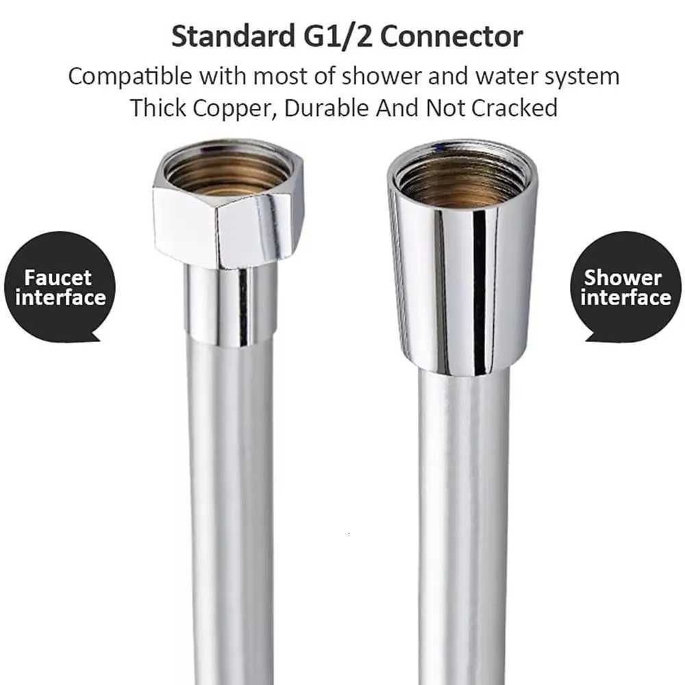 Black PVC Handheld Shower Hose Bathro GI/2 Universal Interface High Pressure Explosion-proof Faucet Hose Extension Pipe Y251107