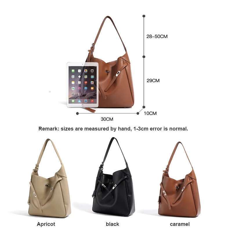 Popular Women Lady Ins Single Shoulder Bag Female Split Leather Belt Buckle Handbag Minimalist Armpit Bucket Tote New
