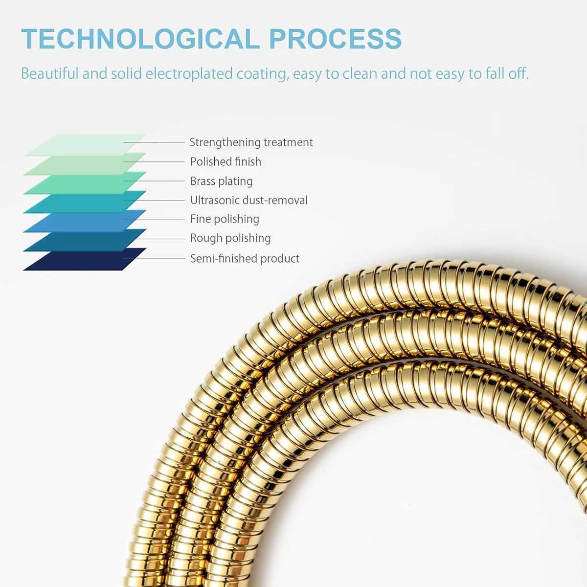 Gold Shower Hose Stainless Steel Material Double Buckle Design Handheld Shower Hose Suitable for Most Bathro Showers Y251107