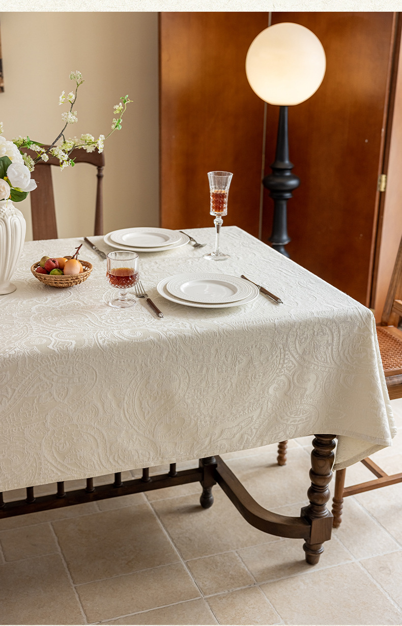 Retro dining table tablecloth jacquard waterproof atmosphere tablecloth hotel homestay desktop cover cloth 8GPZ01