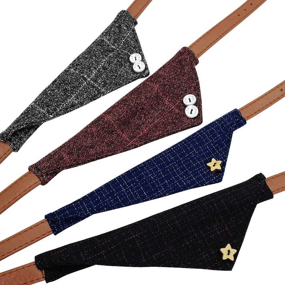 High Quality Dog collar leather pet bandage scarf British style cat dog collar puppy bandage bib accessories T250407