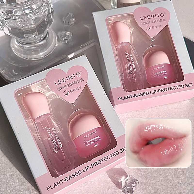 2 pieces/box light lipstick set lipstick moisturizing fade lip line lip care serum primer lipstick cosmetics kit new W250407