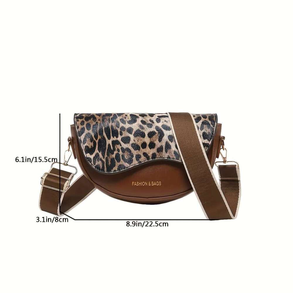 Leopard Style Vintage Small Crossbody Bag, Synthetic Leather Perfect for Outdoor Streetwear and Holiday Gifts Bag,