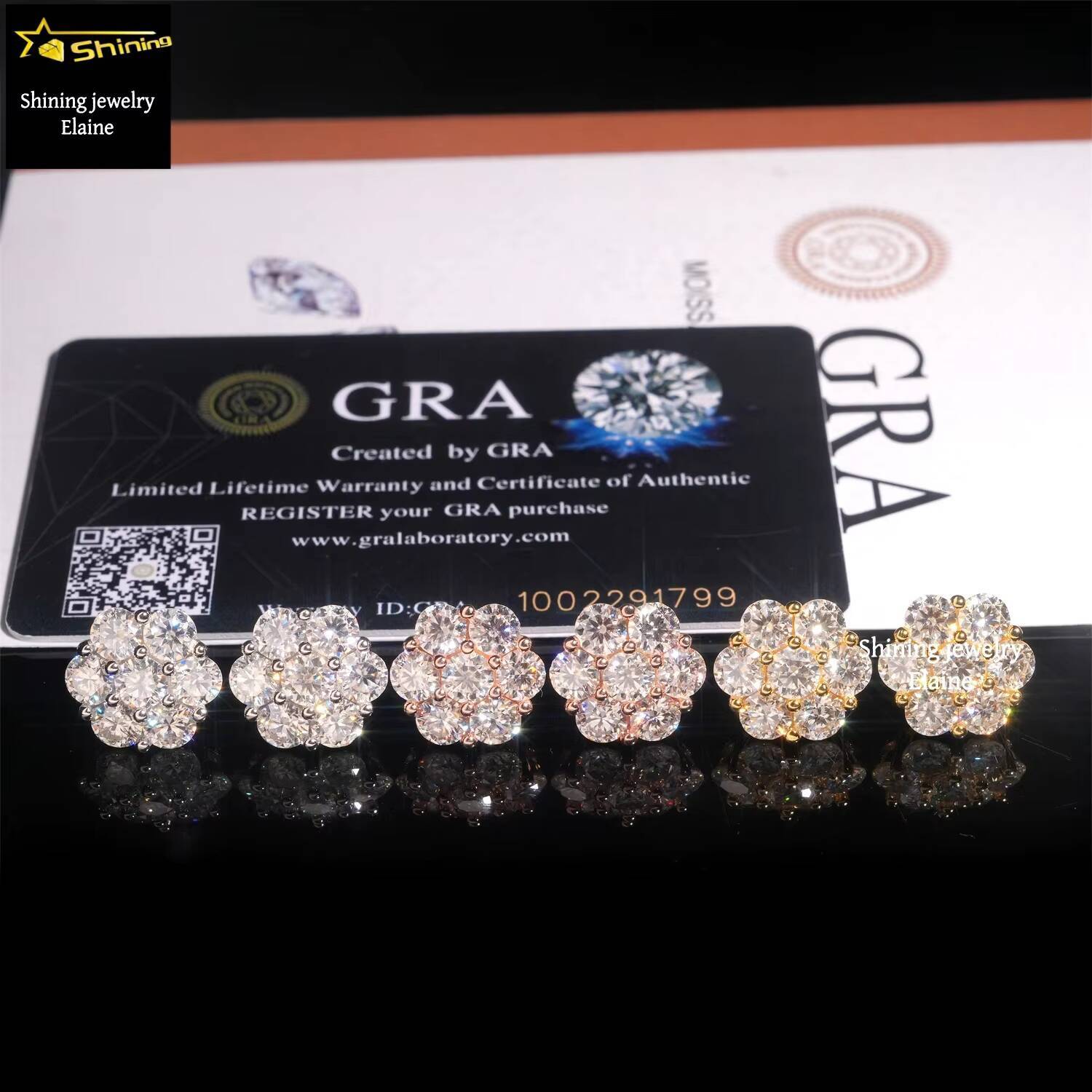 Hip Hop Flower Earrings Luxury Jewelry Pass Diamond Tester VVS Moissanite Iced Out 925 Silver Stud Earrings