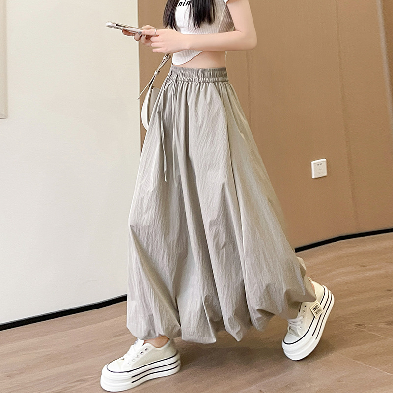L8100 High quality sweet spring and summer fluffy flower bud skirt high waist slim design workwear skirt versatile A-line lantern skirt