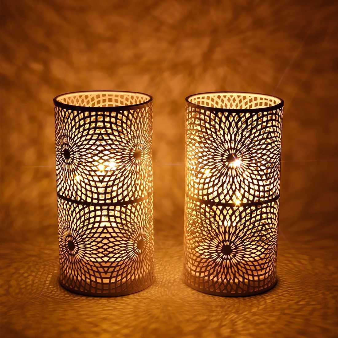 2Pcs/set Battery Powered Table Lamp Modern Nordic Cylinder Lamp for Warm Light with LED Edison Style Bulb Wedding Home Decor W251107