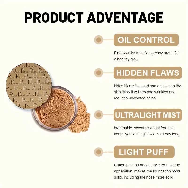Durable oil control matte loose face powder - invisible matte decorative flour used for basic makeupXJ250407