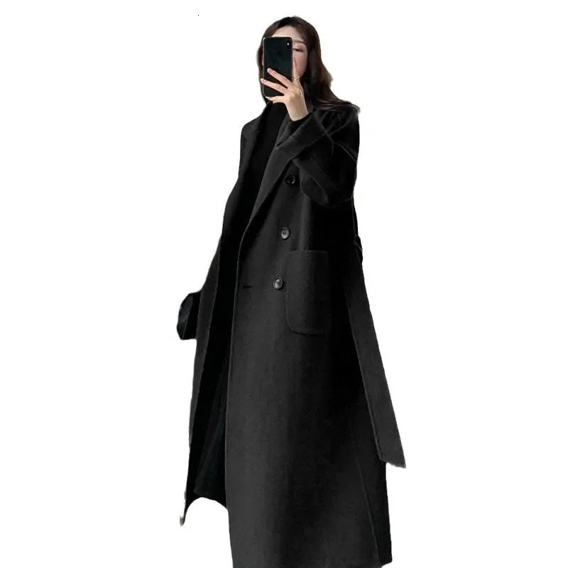 Of The Season Womens Woolen Coat plus Size over Knee Length Loose Fit Slimming High End Fashionable Polyester Fibe 251107