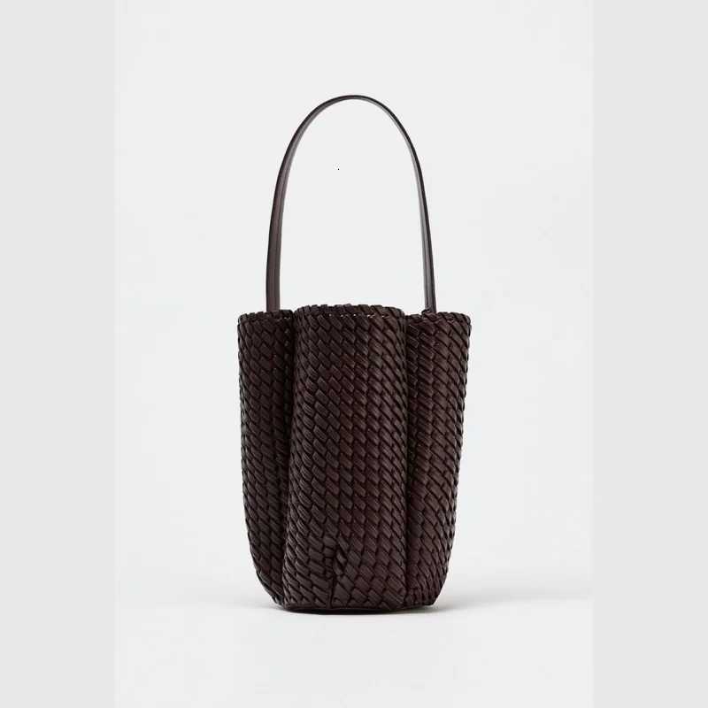 WOVEN EFFECT BUCKET BAG New Fashionable Handbag Purse For Women Shoulder Bags Luxury Designer Small Tote BagsW251107