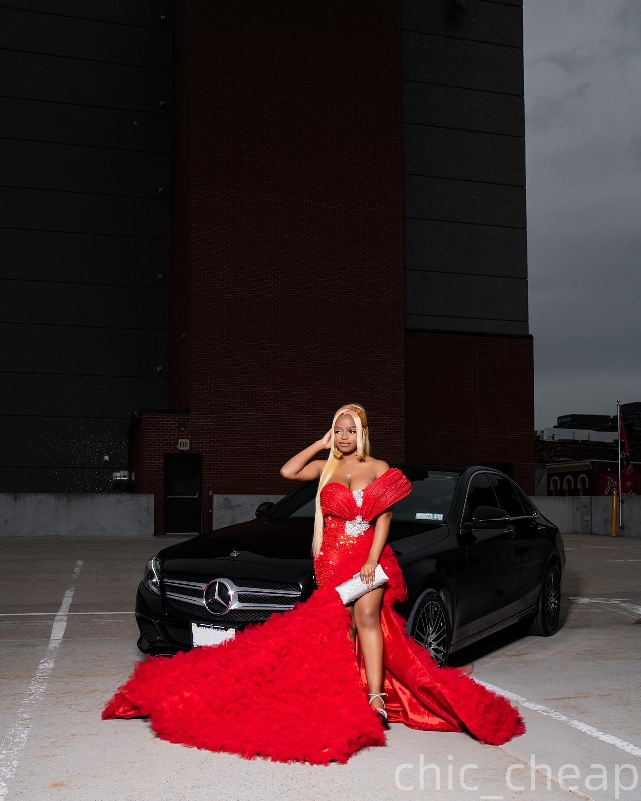 Aso Ebi Red Mermaid Prom Dresses 2026 Sweetheart Tiers High Split Evening Formal Party Second Birthday Engagement Gowns Plus Size Dress For Special Oc