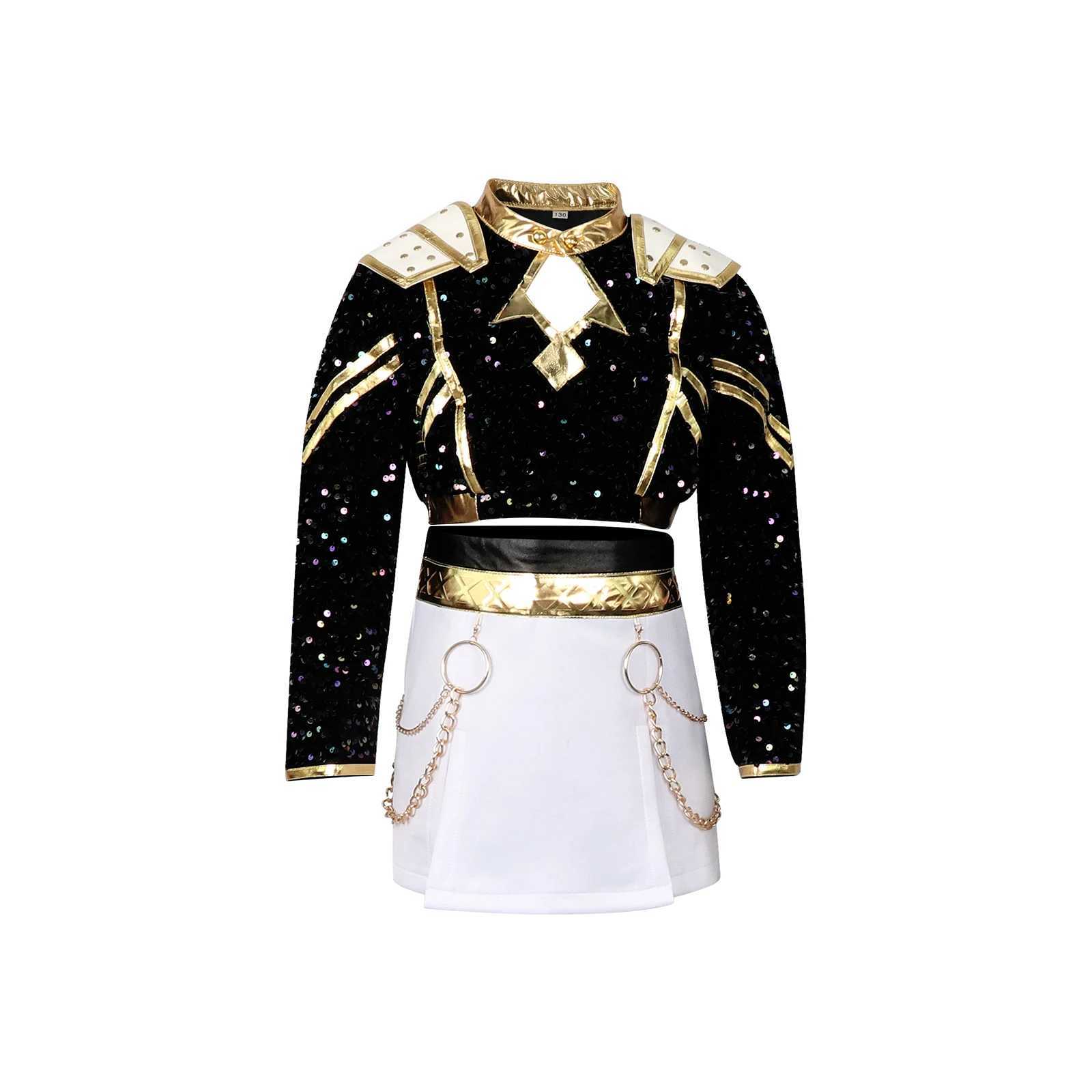 Kids Kpop Devil Hunter Huntrix Rumi mila zuoyi Cosplay costume Black and gold set Childrens girl idol role-playing costum W251107