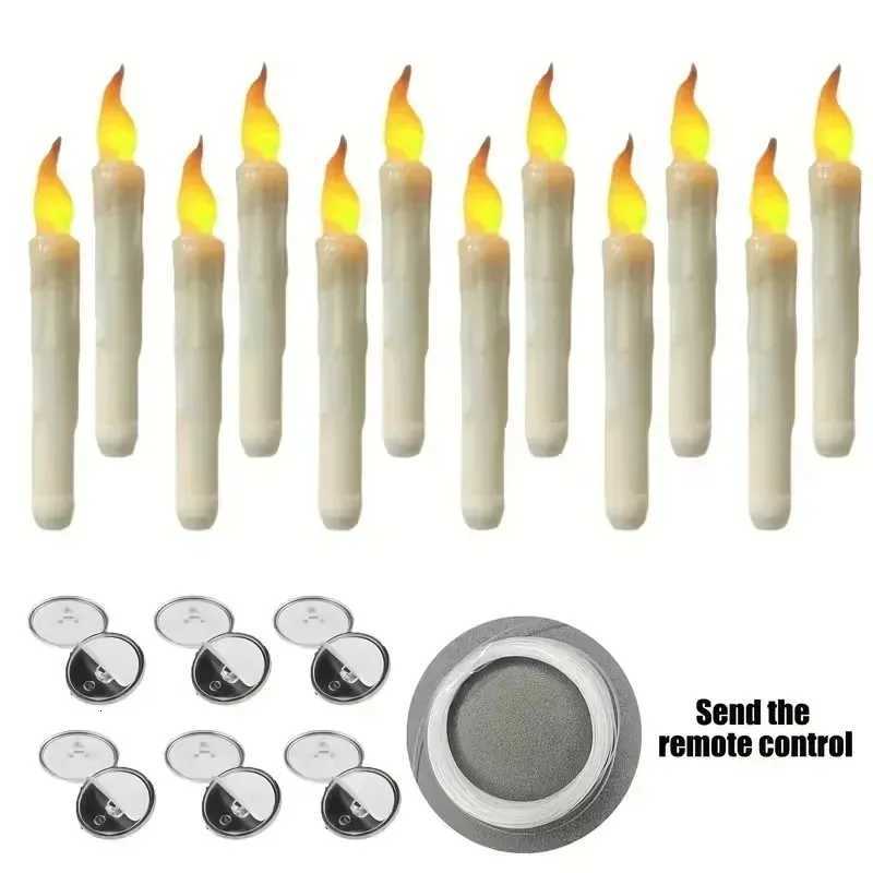 Christmas Floating LED Candle Flameless Remote Control Conical Candle Holiday Scene Decoration Table Decor Festive Lighting W251107