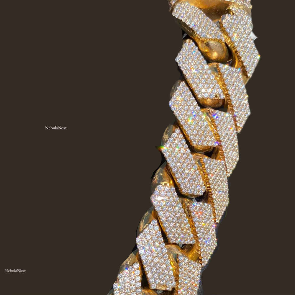 Custom 10k 14k Real Solid Gold Miami Cuban k 20KT LG Dia Chain for Rappers Man VVS Moissanite Necklace Women