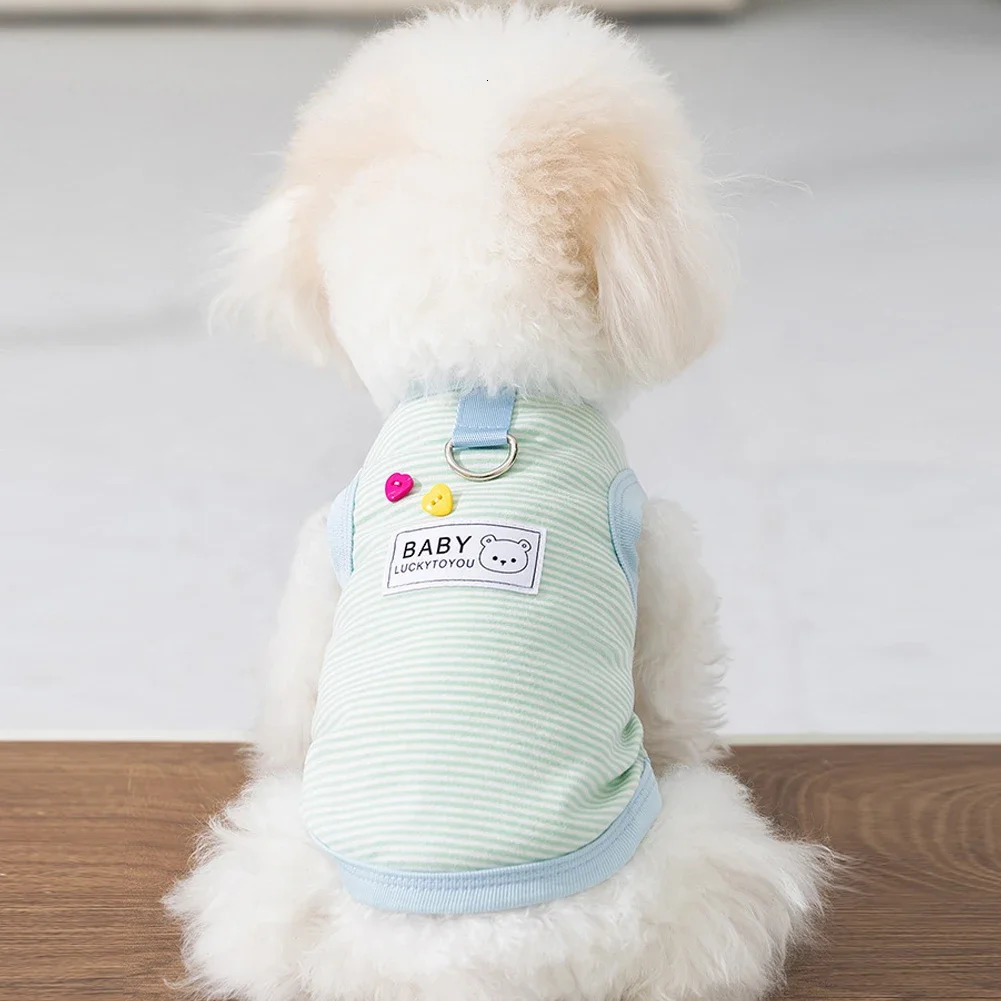 1Pc Dog Clothes Summer Breathable Vest Medium and Small Dog Clothing Teddy Schnauzer Pure Cotton Clothes 250402
