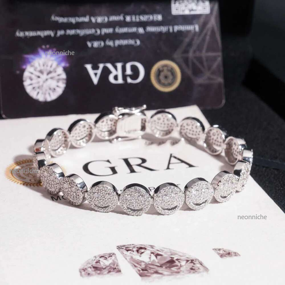 Designer jewelry Design Sterg Sier Bangle Vvs Moissanite Dia Fine Jewelry Smile Tennis Chain Bracelet for Men and Women dnlan