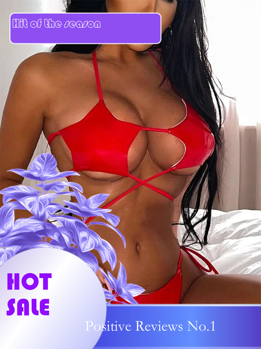 Dongdumaoyi Sexy Five Pointed Star Designer Bikinis Sets Women Black Red Hollow Out Criss Cross Swimsuit Bathing Suit Thong Swimwear