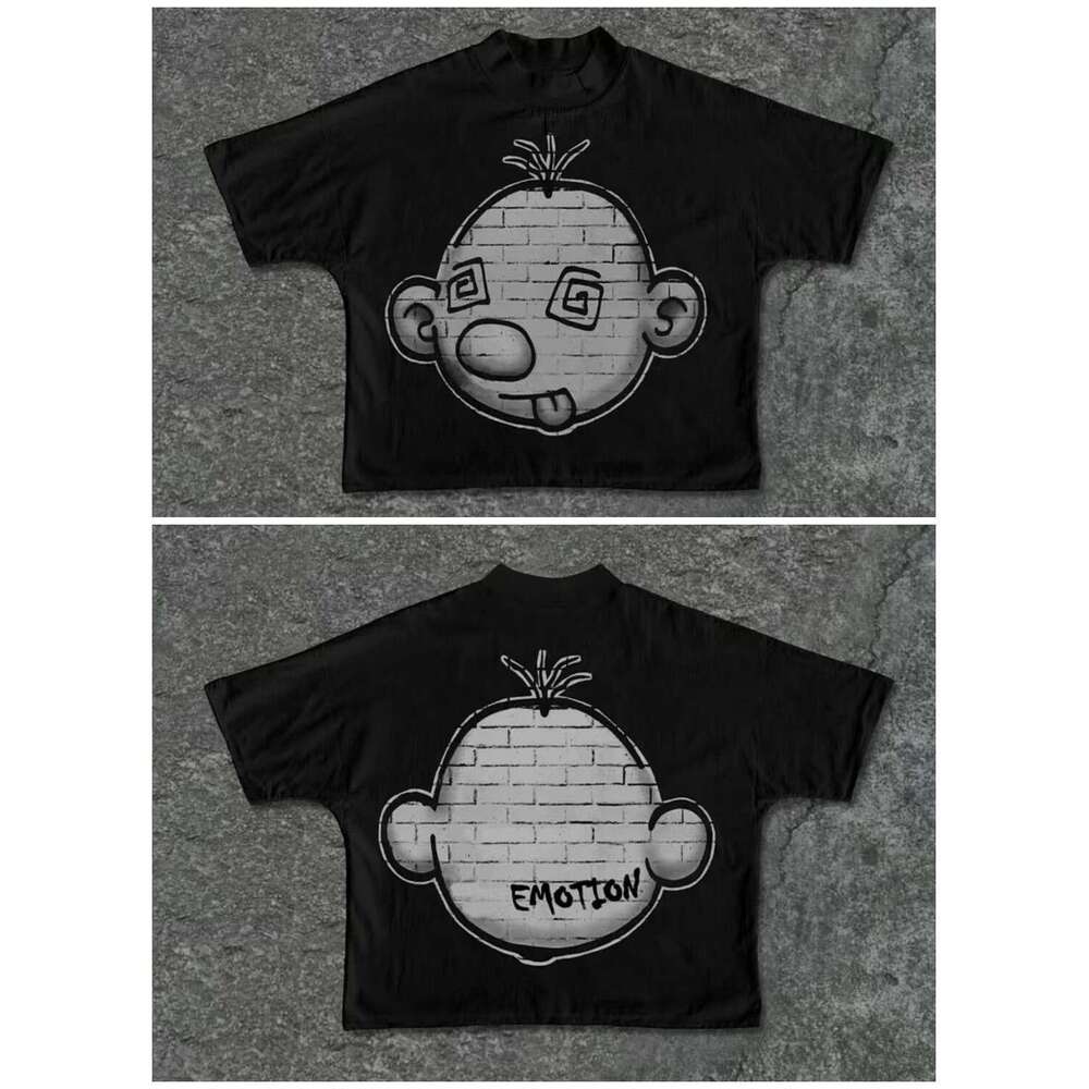 Gothic punk high street cartoon short sleeved top for men Y2k in the United States