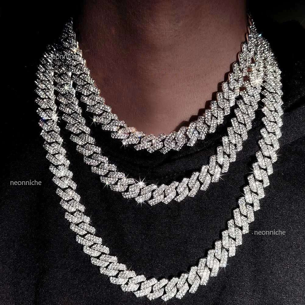 16/18/20/22/24inch Prong k Chain for Women Men d Out 2 Row Rhie Miami Rhombus Hip Hop Cuban Necklaces JewelryXJ250219