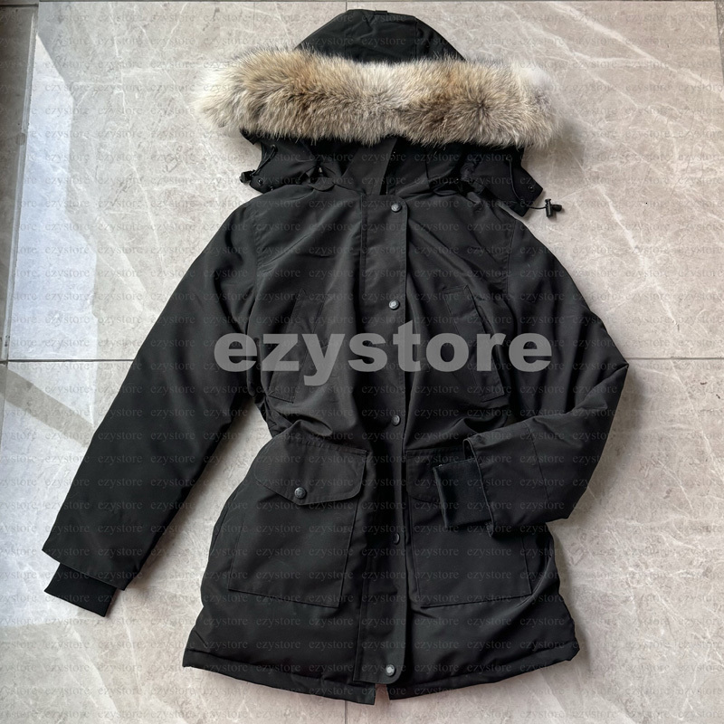 Women's canada Parkas Designer Coat goosejackets womens Long Down Jacket Fur Collar Pull rope Puffer Jacket doudoune Winter Windproof Large Clothing XS-2XL