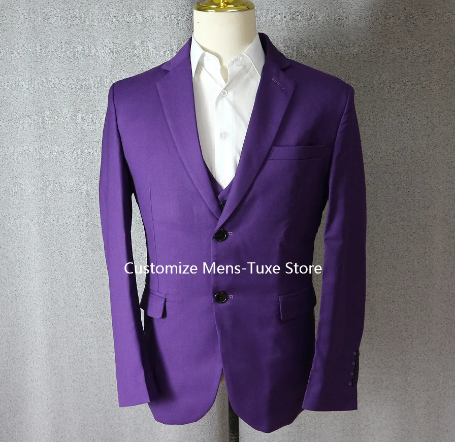Purple Mens Suits Elegant Blazer Terno High Quality 3 Piece Jacket Pants Vest Set Business Outfits Costume Homme Slim Fit 250407