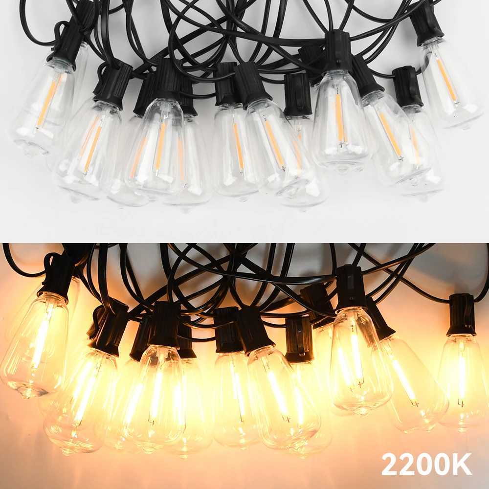Outdoor String Light ST38 Patio Hanging Lights Garden Decorative Light String With Shatterproof LED Bulbs 2200K For Outside W251107