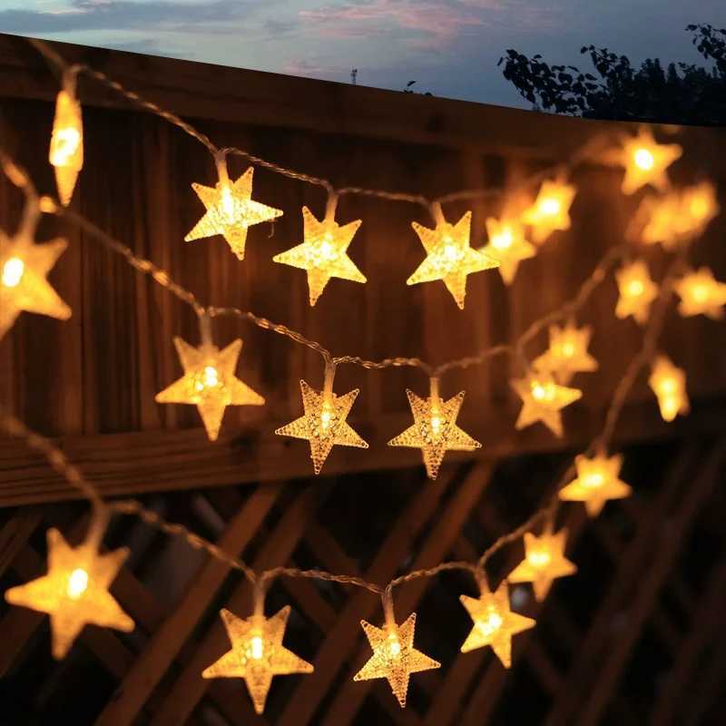 Battery Power Festoon Star Fairy String Lights Christmas Wedding Room Decoration Camping Outdoor Party Atmosphere Garland Lamp W251107