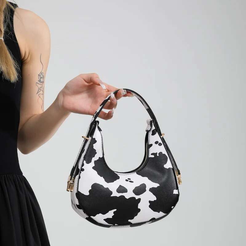 Style Underarm French For Women Brown Leopard Handbag Clutch Bag Female Vintage PU Leather Versatile Crossbody Bags