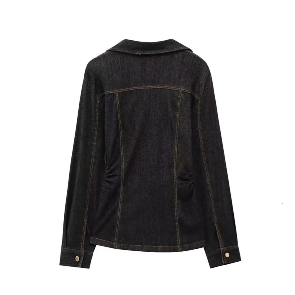 UNIZERA Womens Slim fit Long sleeved Collar Shirt with Shining Jeans Set Suitable for Spring Clothing 250407