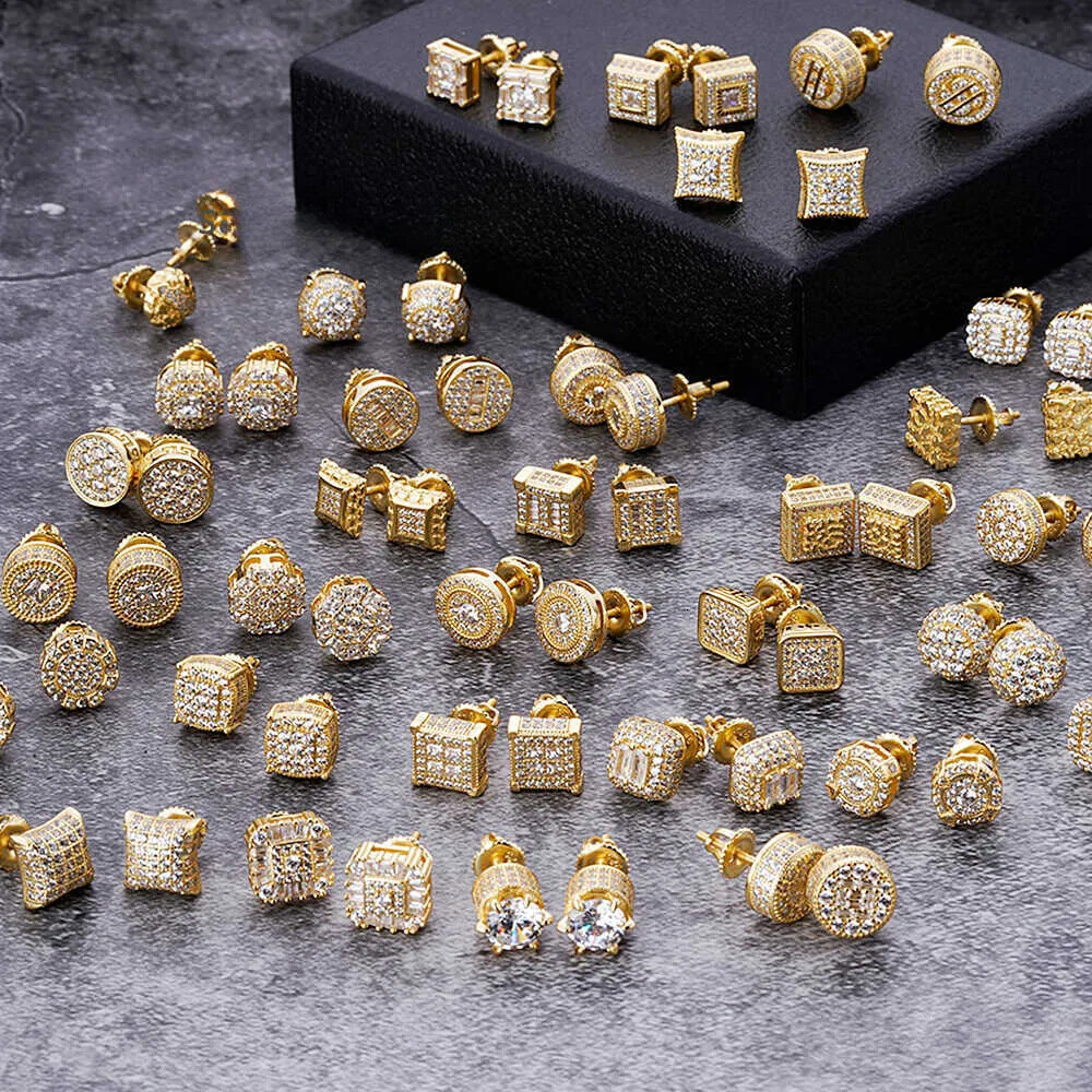 Vvs Quality Sterg Sier Women Moissanite Stud Earring For MenFine Jewelry Screw Back Gra Certificated Iced Out