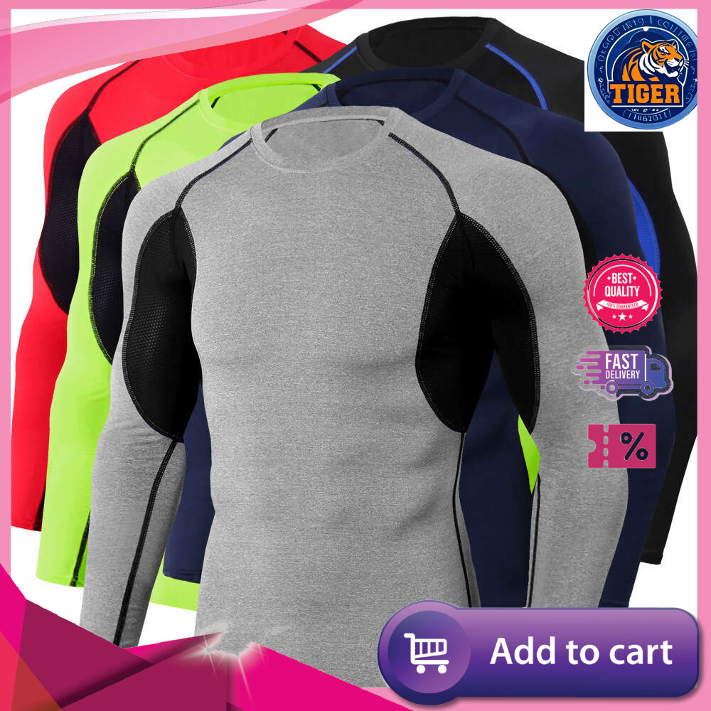 Ddmytiger PRO Tight Fiess Running Training Elastic Quick Drying Round Neck Long Sleeve Men S T Shirt H