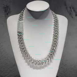 KIBO Hip Hop Jewelry 18MM Sier VVS Baguette Moissanite Dia Cuban k Chain