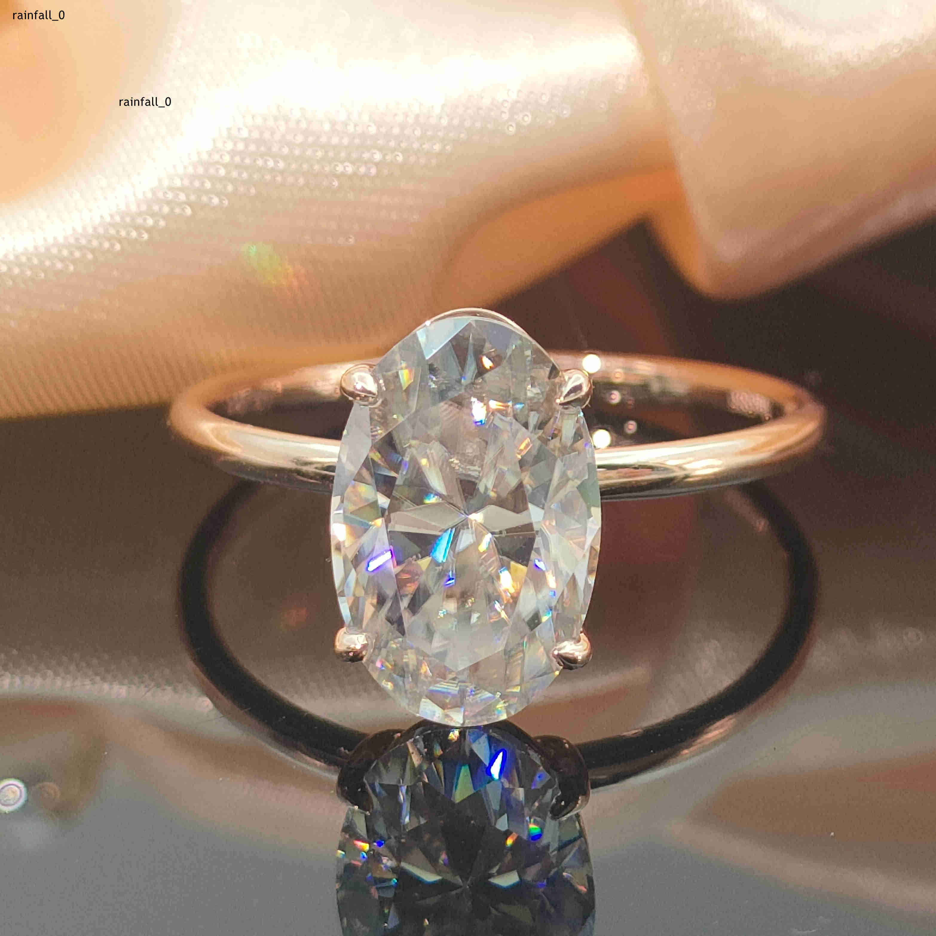 Hot Sale Engagement 14k Solid Gold 3CT Oval D/VVS Moissanite Diamond Rings Fine Jewelry Rings