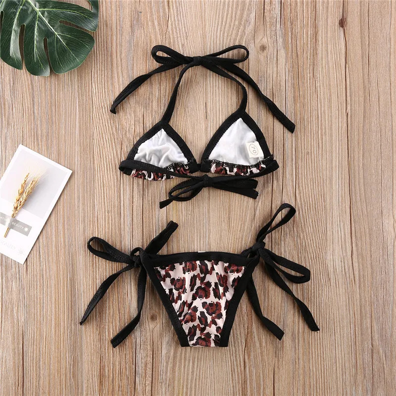 0-24Months Baby Girls Swimsuits Leopard Print Bikini Swimwear For Girls 2025 Summer Infant Girls Bathing Suits 250407