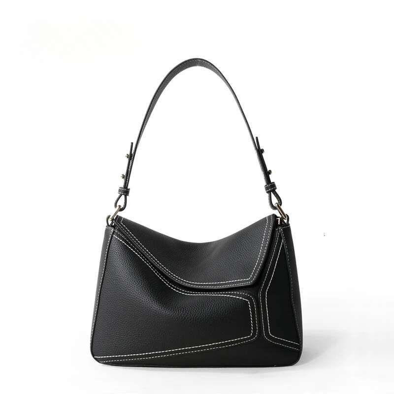 New Women Soft Cowhide Real Leather Flap Underarm Shoulder Bag Lady Fashion Geometry Design Crossbody Messenger Handbag