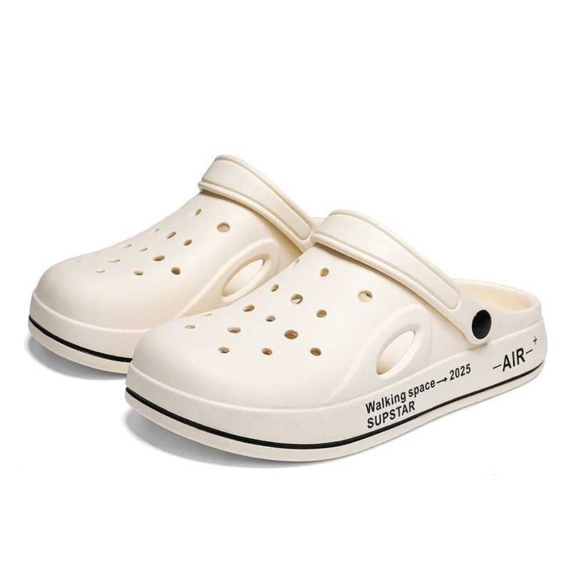 Summer new mens slippers wearing beach hole shoes outdoor garden shoes chef shoes toe shoes casual and fashionable sandals M250407