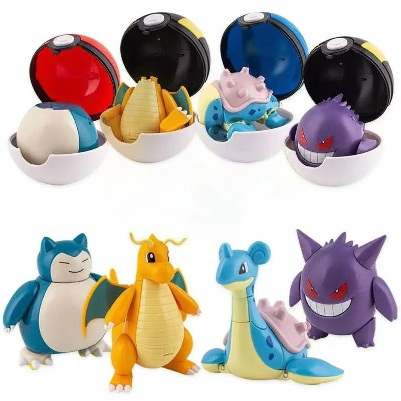 Pokemon Figures Pikachu Gengar Pokeball Dragonite Snorlax Genuine Original Toy Anime Figure Pocket Monster Pokeball Model Gift