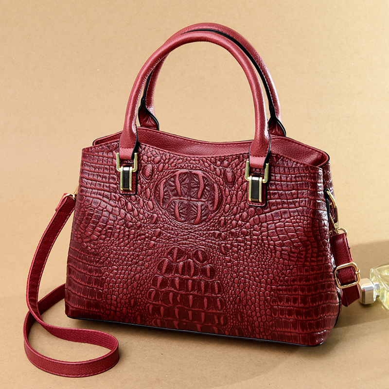 Alligator Design Bag Women's Retro Fashion Large Capacity Tote Bag Commuter Middle-aged Crossbody Shoulder Bag