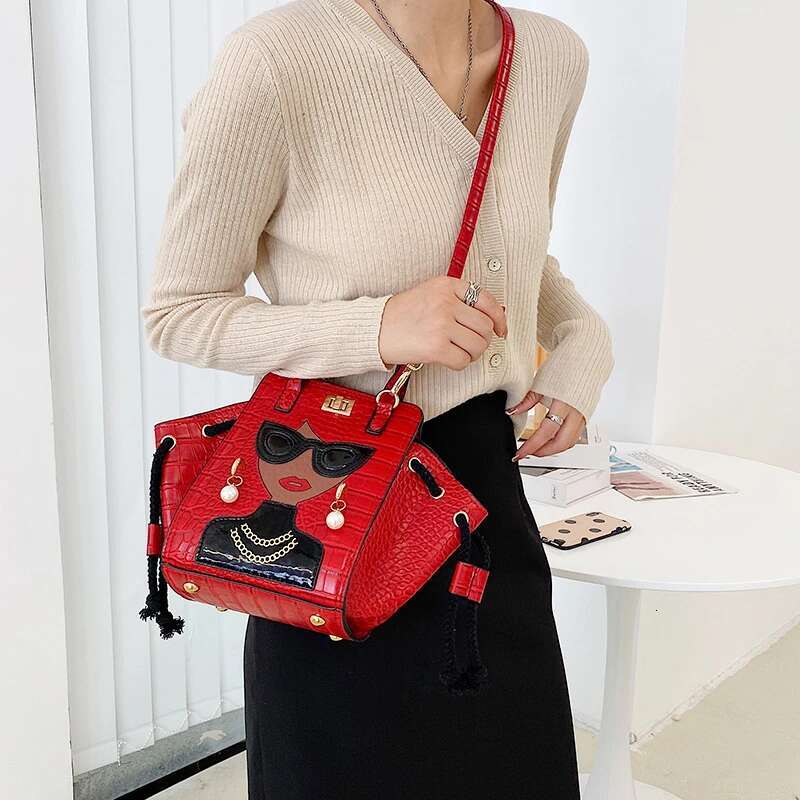 Cartoon Girl Handbag High Quality PU Leather Shoulder For Women Pearl Crossbody Designer Messenger Bag Female Satchel
