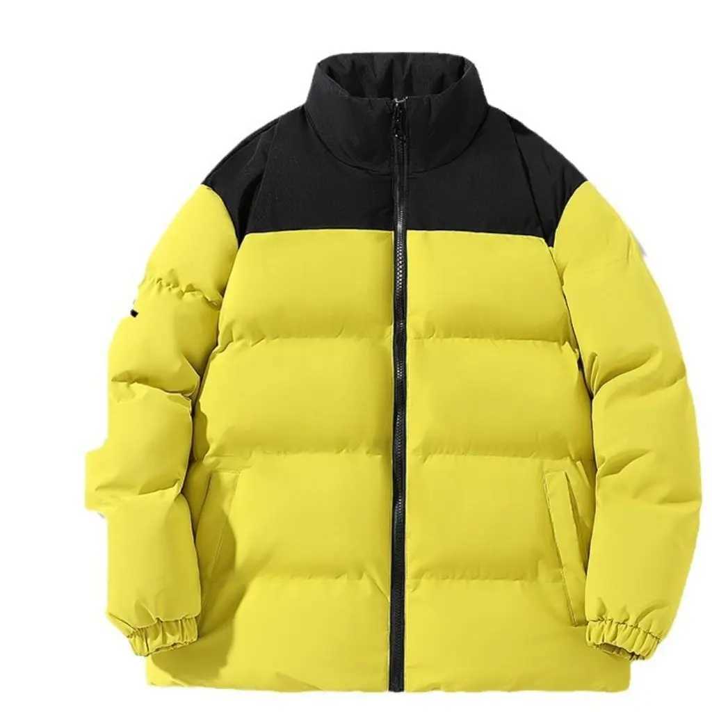 Mens Black Gold Bread Padded Jacket Stand Collar Cotton-Filled Clothing for Couples Womens Equivalent Direct PurchaseT251107