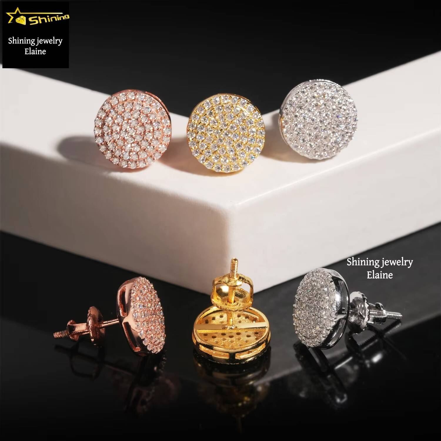 New Design Fashion Diamond Earrings Silver 925 D Color Vvs Moissanite Hip Hop Iced Out Stud Earrings