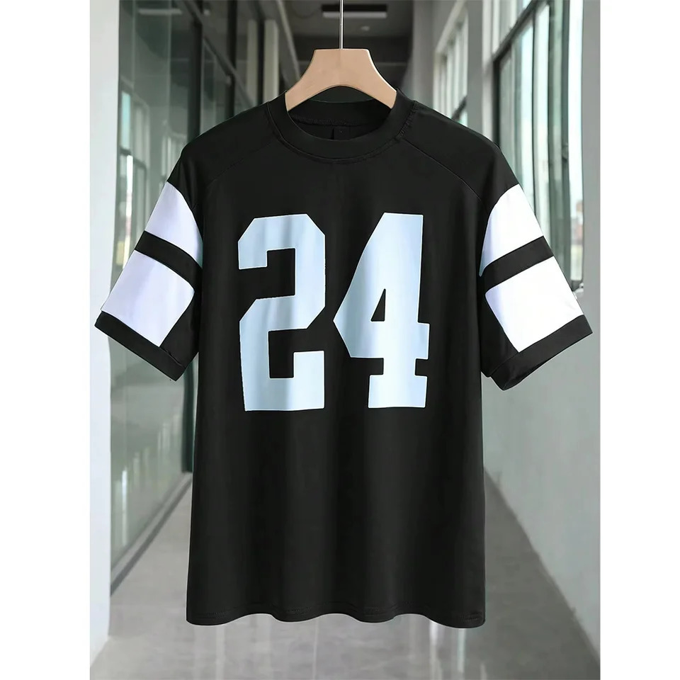 Summer Fashion Sport Jersey Number 24 Mens Tshirt Oneck Harajuku Trend Style Womens Casual Oversized Top 250407
