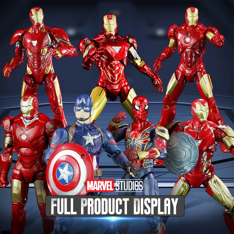 Marvel Avengers Mystery Blind Box Action Figure Set with Iron Man MK3/Captain America/Spider-Man Collectible Toy with Display Stand Bulk Wholesale Sup