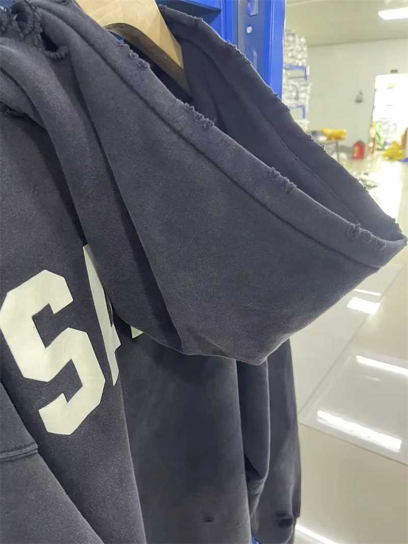 Black Washed Saint Michael Mens Hoodies SAINT Letter Printing Oversized Streetwear SweatshirtY251107