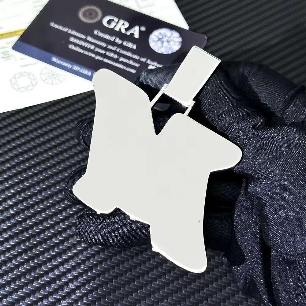 Custom Iced Out Letter M Pendant 925 Silver Baguette Initial VVS Moissanite Diamond Pendant Link Chain Hip Hop Fine Jewelry