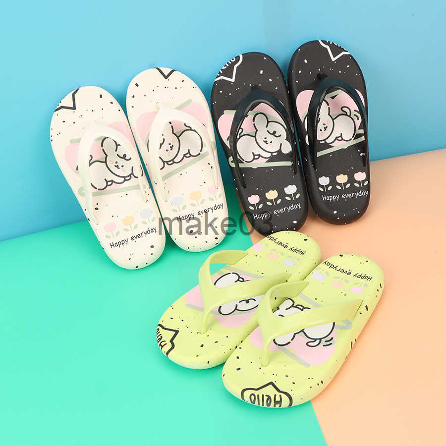 Cute cartoon printed childrens flip flops for summer anti slip outdoor beach sandals J250403