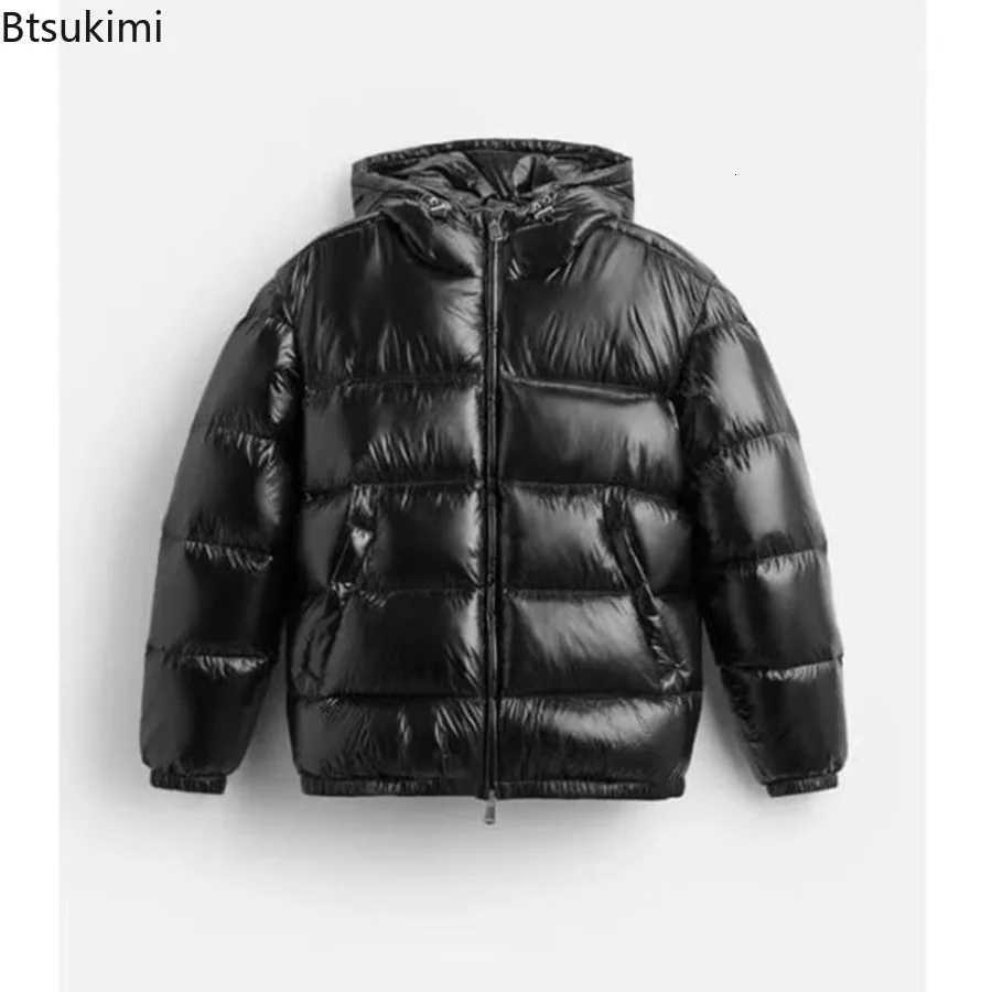 Autumn Winter New Mens Fashion Simple Cotton-padded Coats Casual Zipper Hooded Down Cotton Jackets Solid Cold-proof Warm ParkasT251107