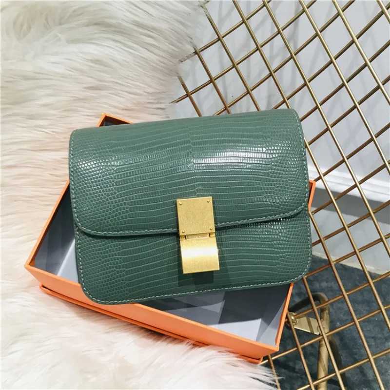 2025 new beancurd bag lizard pattern cowhide womens bag single shoulder diagonal cross portable retro small square bagW251107